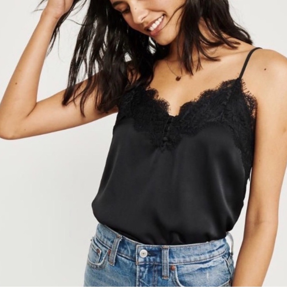 H&M Black Camisole with Lace Detail